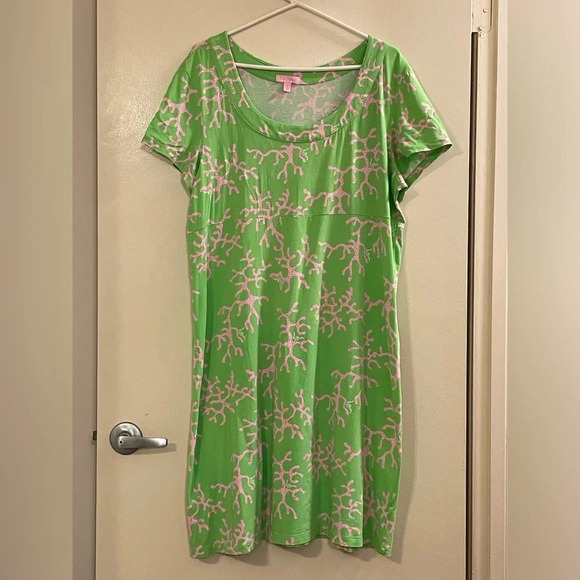 LILLY PULITZER Kelsea Printed Dress‎ in Limeade Coral Me Crazy - Picture 2 of 7